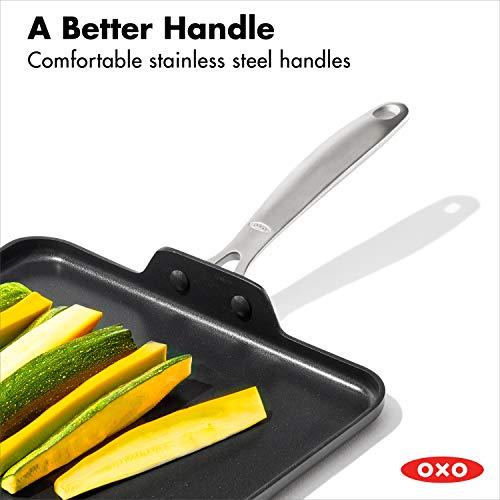 OXO OXO Enhanced 11\" Griddle Pan, PFAS-Free Ceramic Nonstick, Durable Hard Anodized Cookware, Scratch Resistant, Stainless Steel Handle, Good Grips, Dishwasher/Oven Safe, Black