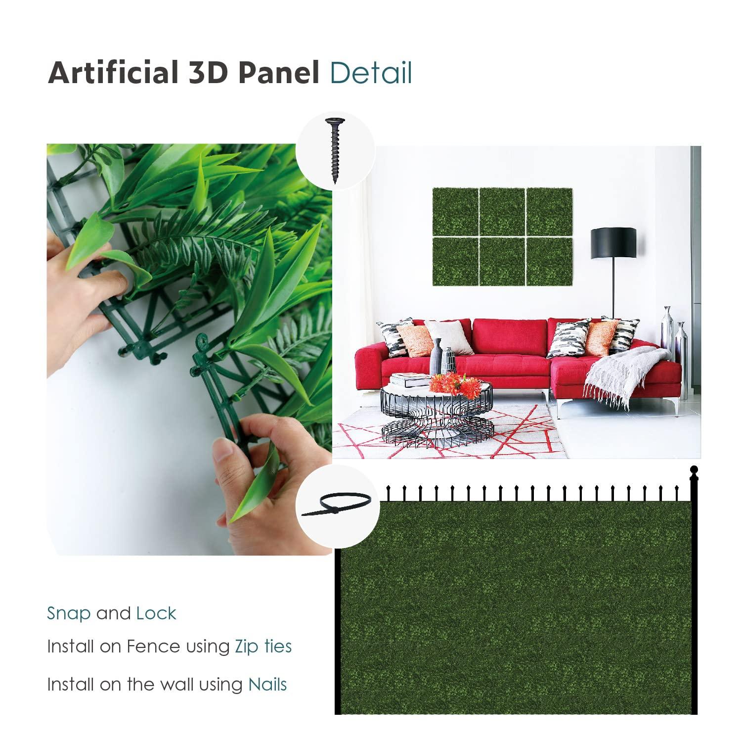 ECOOPTS ECOOPTS 40\"x40\" Faux Ivy Privacy Fence Screen Artificial Boxwood Panels Topiary Hedge Plants for Indoor Outdoor Decoration, 1 Mixed Leave, 23 Packs