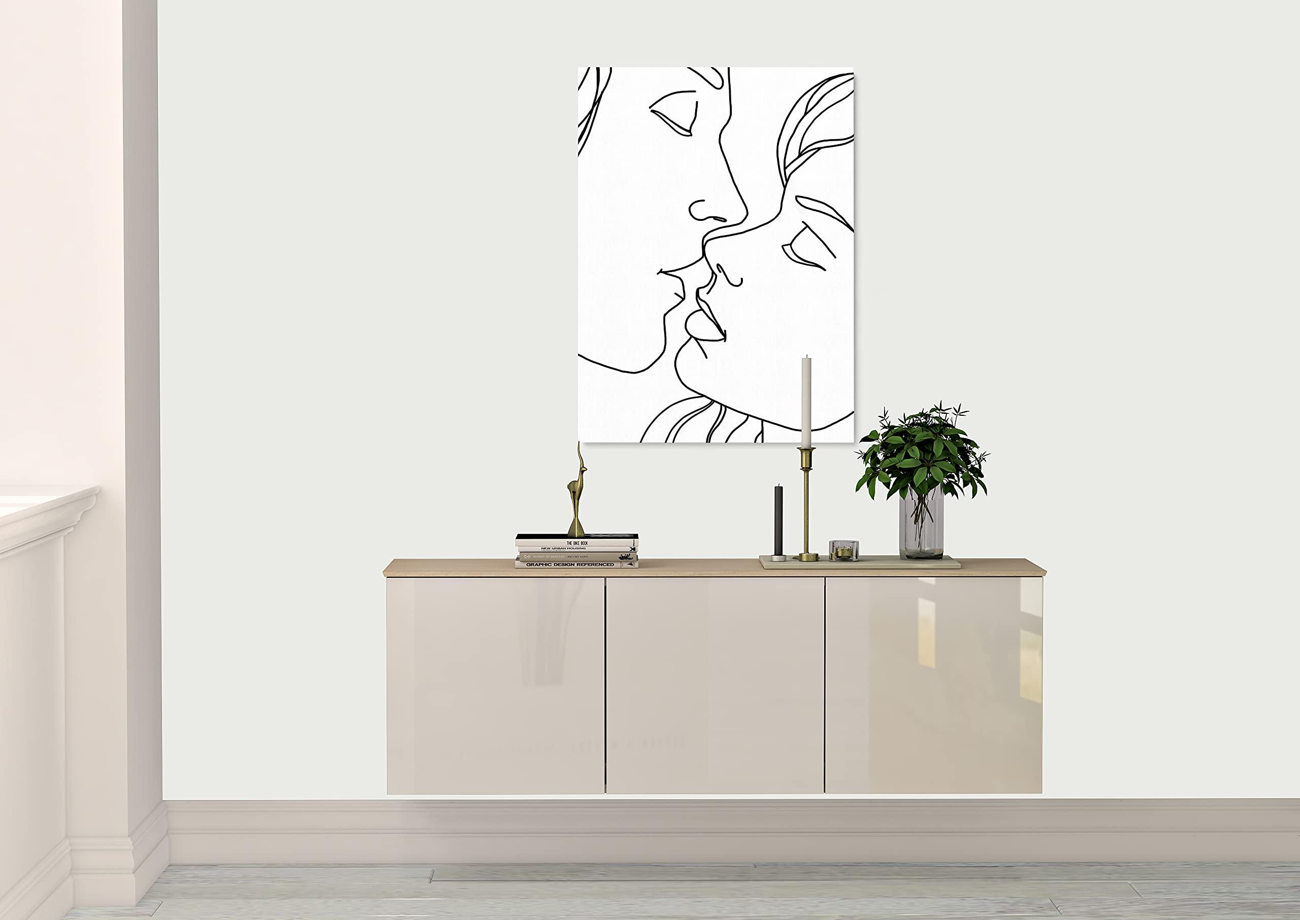INTALENCE ART INTALENCE ART Couple Kiss Line Drawing Wall Art Decor Modern Minimalist Print on Canvas, 24x32 inches Romantic Lovers Picture Home Decor,Unique Black and White Living Room and Bedroom Poster Decoration. Classic Wrapped Artwork. Easy and Ready to Hang