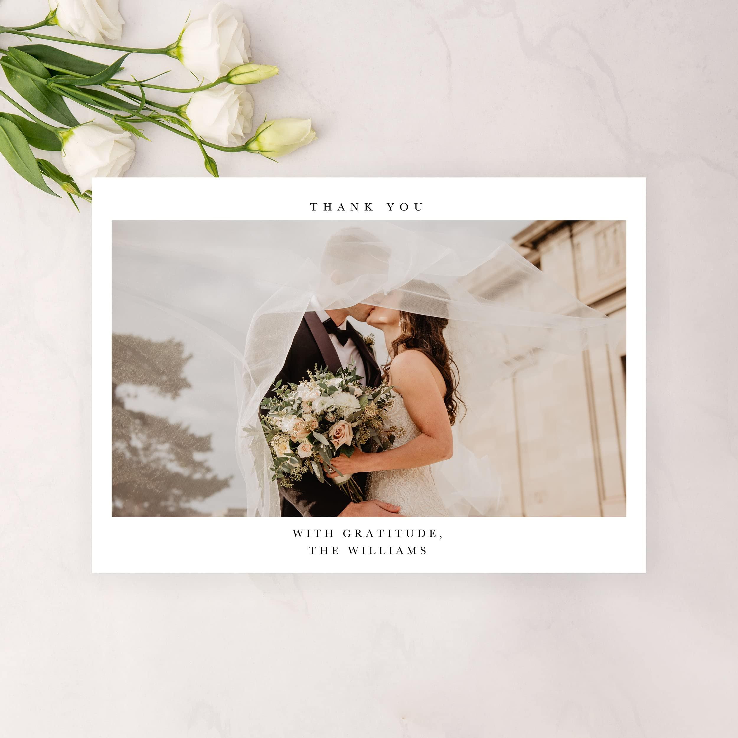 WEDDINGSTAR WEDDINGSTAR Custom Printed Photo Thank You Cards - Timeless Snapshot - Horizontal (Pack of 120)