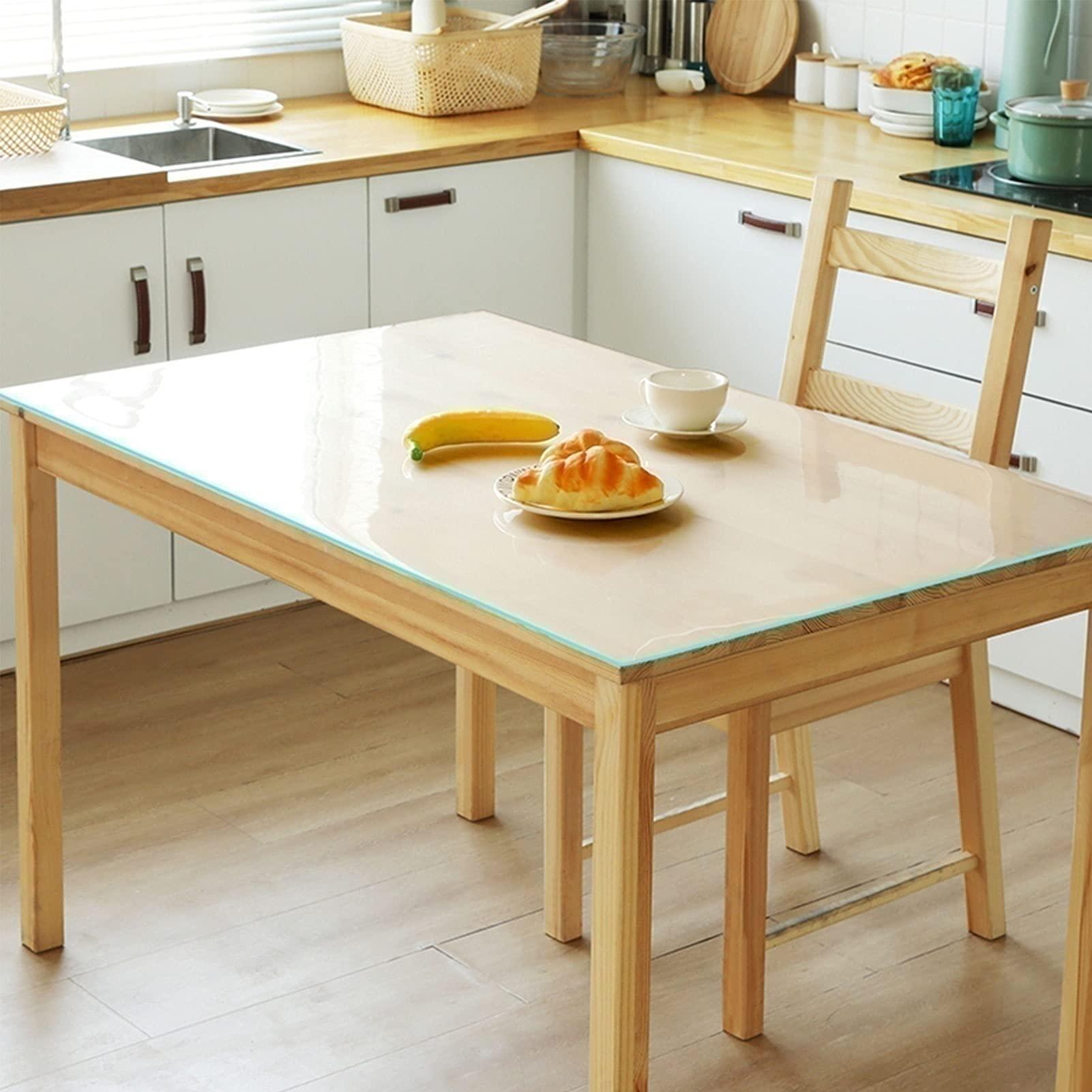 DTDMY Transparent Table Cover Protector Desk Pad Heat Resistant Clear PVC Table Cloth Protective Desk Top Vinyl Cloth Dining Room Protection Carpet Floor Pad/Table Clothes Rectangular