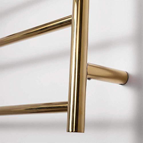 HAPPLiGNLY HAPPLiGNLY Towel Warmer, Stainless Steel Heated Towel Rail Radiator Wall-Mounted Electric Towel Rack with Shelf, for Bathroom, Gold, 3 Bars,Hardwire (HardWire)