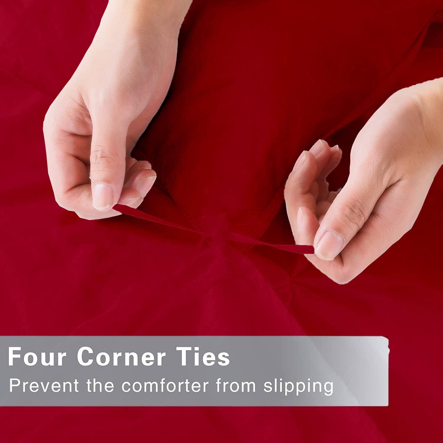 LinenHouse LinenHouse Premium Quality 3-Piece Duvet Cover Set with Zipper Closure & Corner Ties,Solid 1000-TC Ultra Soft Pillow Shams 100% Egyptian Cotton (Alaskan 120x132, Burgundy)