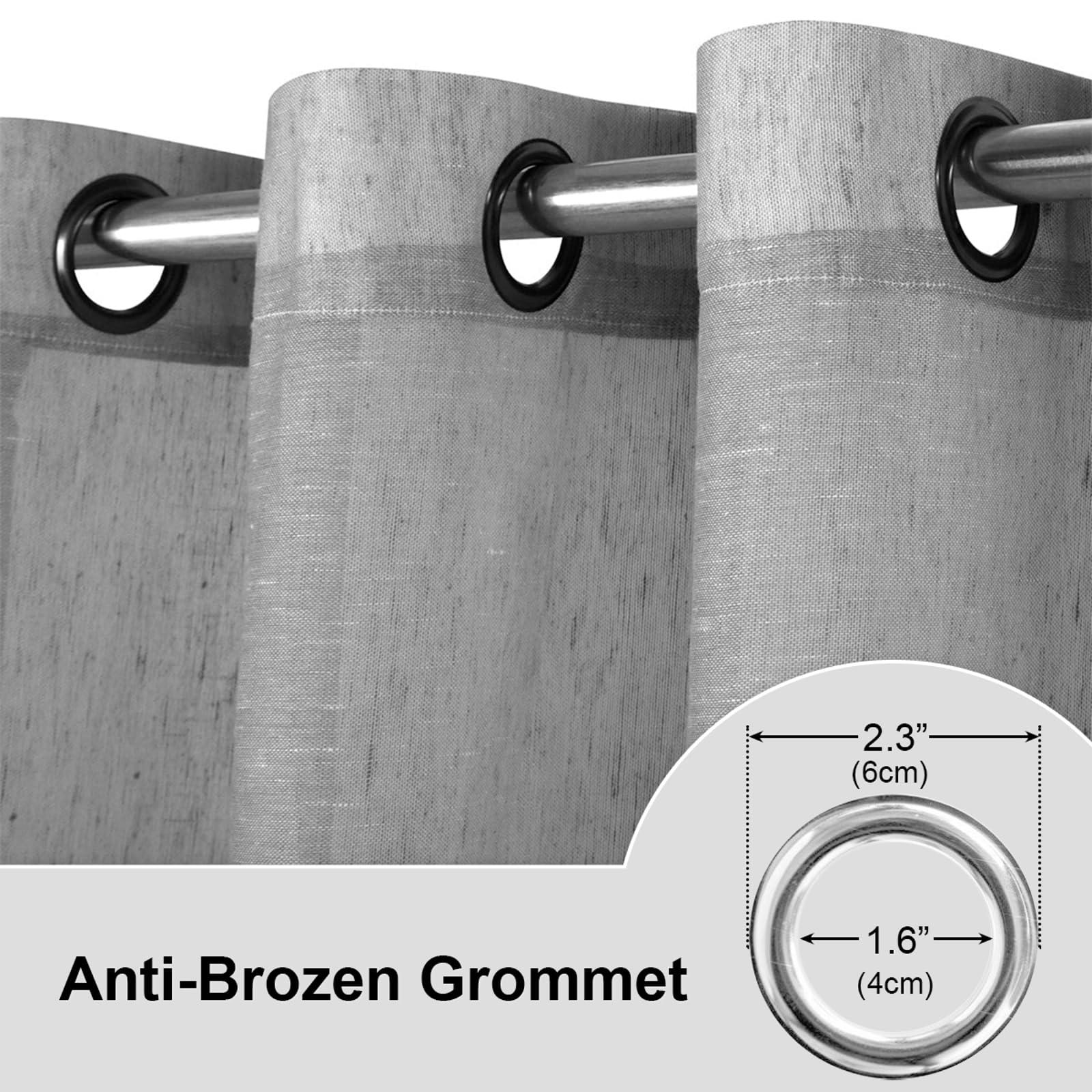 LOYOLADY LOYOLADY Sheer Linen Sheer Curtains for Bedroom, Grey Sheer Curtains 96 inches Long, Grommet Farmhouse Sheer Curtains for Living Room, Set of 2 Panels 52" W x 96" L