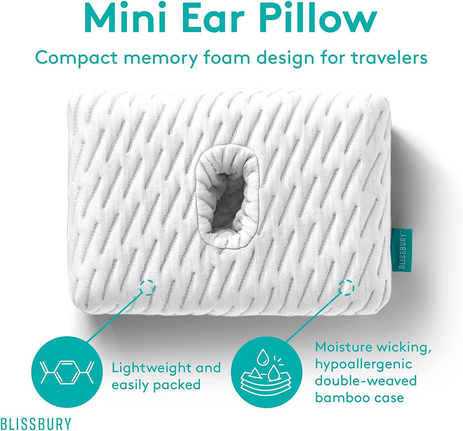 BLISSBURY BLISSBURY Mini Ear Pillow | Ear Piercing Pillow for Side Sleeping | Travel Friendly CNH Pillow with Ear Hole | Soothing Hole for Ear Pain | Piercing Health & Ear Recovery for Side Sleepers | Donut Ear