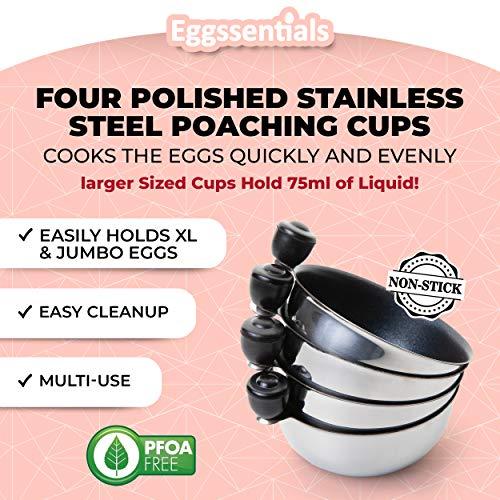 Eggssentials Eggssentials Egg Poacher Replacement Spare Stainless Steel Anti-Stick PFOA Free Individual Removable Poaching Cups (4)