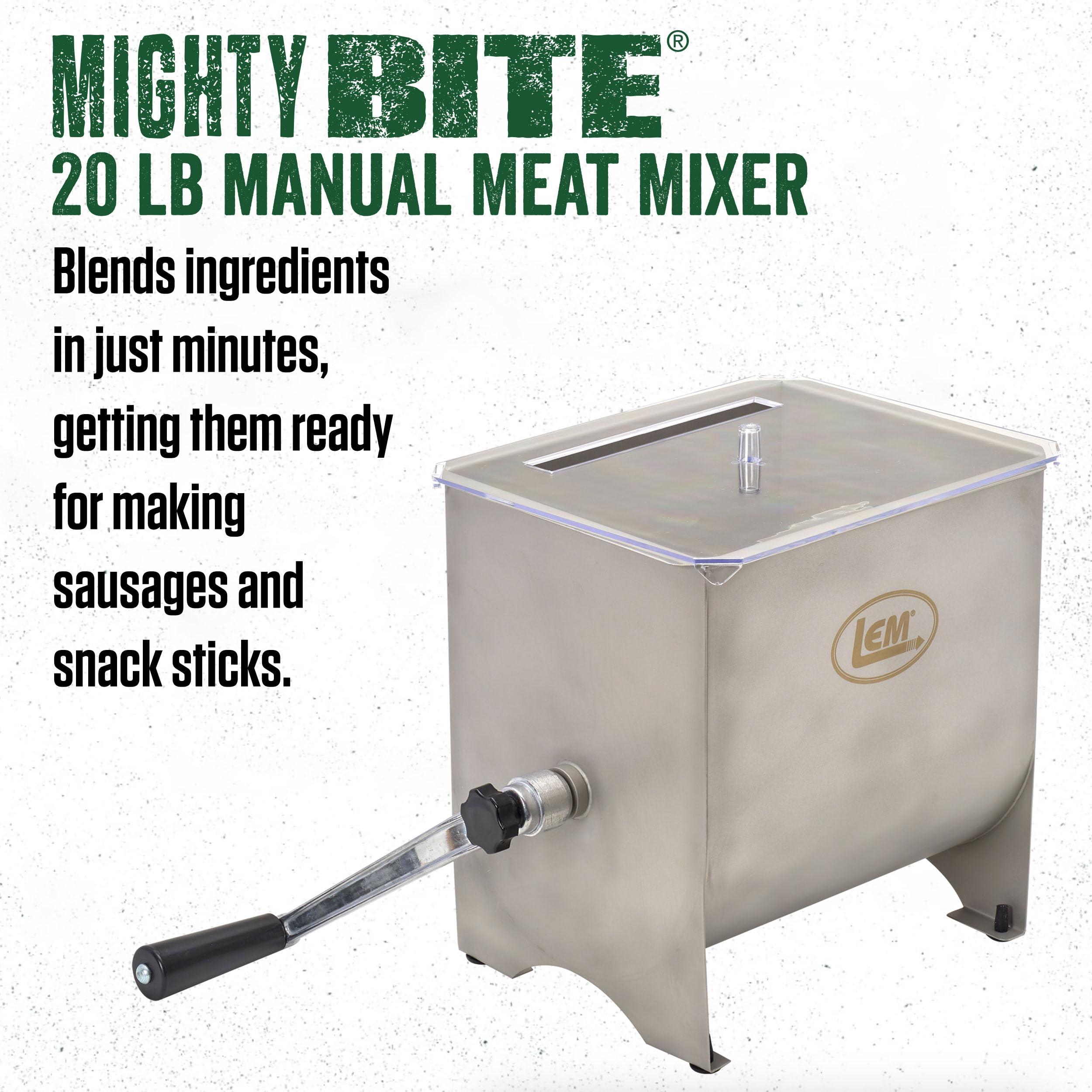 LEM LEM Products MightyBite 20 Pound Capacity Manual Meat Mixer, Stainless Steel, Manual Only