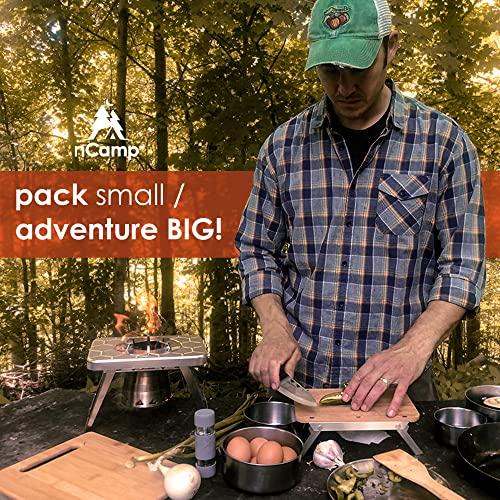 nCamp nCamp - Caf, Portable Coffee Maker, Portable Espresso Machine, Compact Camping Coffee Maker, Stainless Steel Travel Coffee Maker with Camping Coffee Cup, Reusable, 12 oz