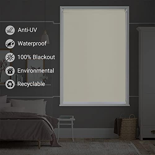 Didoya Didoya Outdoor Roller Shades,100% Blackout UV Protection Window Blinds for Patio,Doors,Windows,UV Protection Fabric,Easy to Install,85" W x 84" H,Apricot