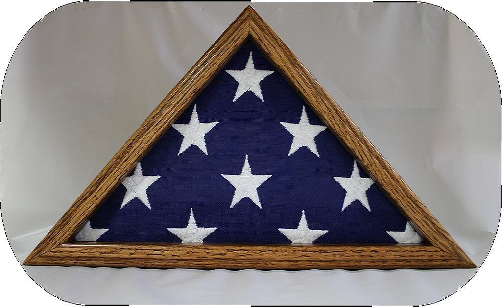 All American Gifts Small 3x5 Flag Display Case - Solid Oak Wood - NOT for Large Burial Size Flag
