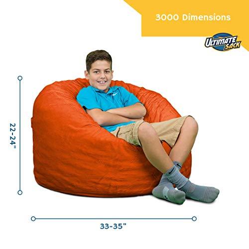 ULTIMATE SACK ULTIMATE SACK 3ft Bean Bag Chair, Oversize Bean Bag Chair for Adults, Comfy Chair Bean Bag Couch Lounge Sofa Loveseat Furniture | Charcoal Fur
