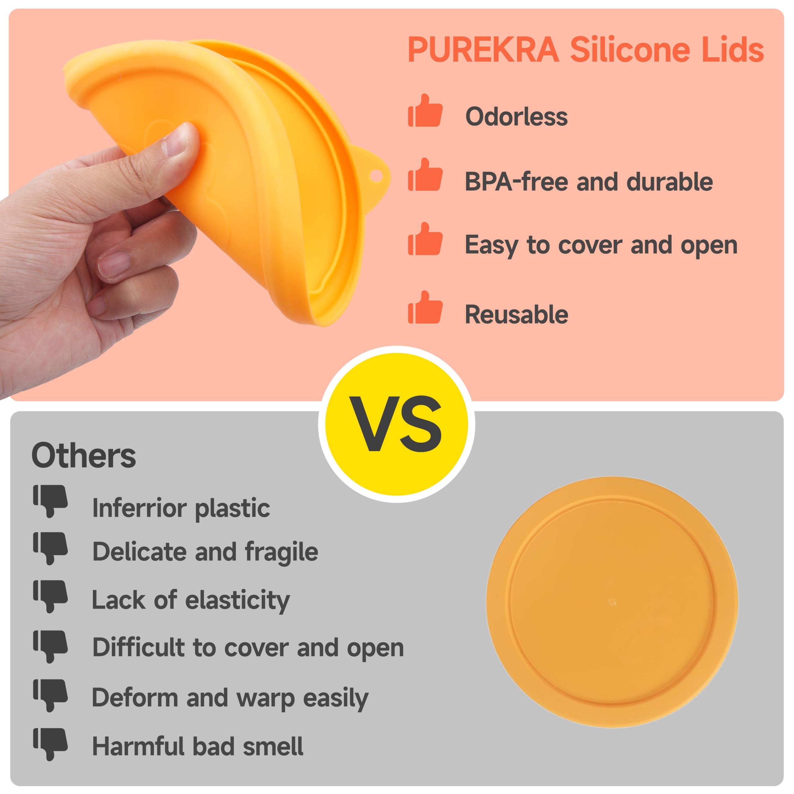 Purekra 1 Pack Silicone Replacement Lids Only Fit for Pyrex 7404-S 4.5 Quart Sculpted Clear & Sculpted Tinted Glass Mixing Bowls, Extra Large Size Silicone Covers, Dishwasher & Microwave Safe