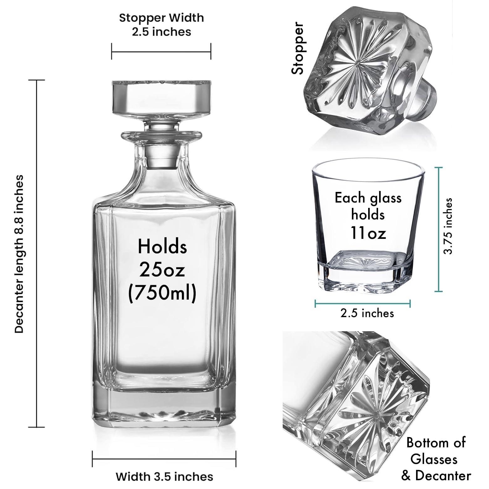 EZ CUSTOM GIFT Personalized Whiskey Decanter Set - Custom Liquor Decanter and 4 Glasses Gift Set - Engraved Whiskey Decanter Sets for Men, Anniversary Wedding Birthday Gifts for Father Husband (Design 7)
