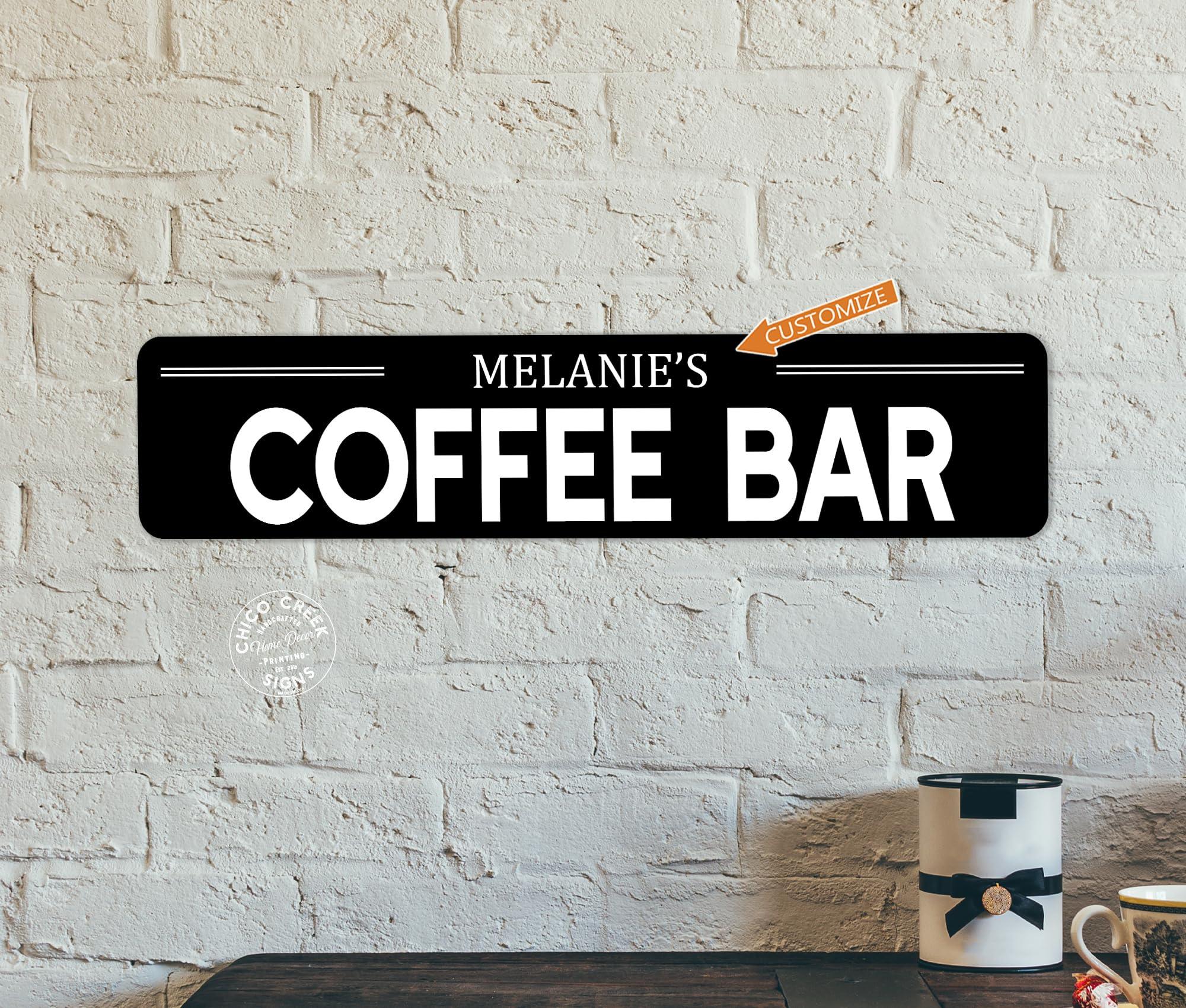 Chico Creek Signs Custom Coffee Bar Sign Personalized Name Coffee Corner Caf Coffee Station Barista Gifts Wall Decor 4x18 104182002079
