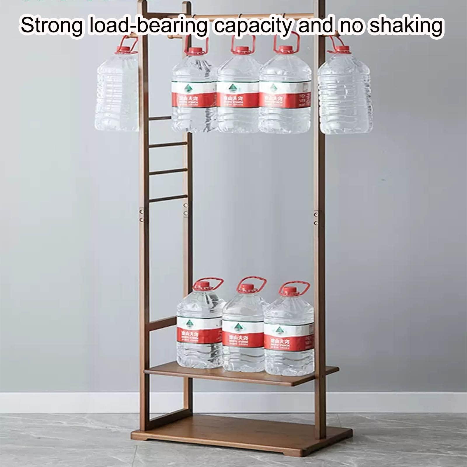 IMPREC IMPREC Wooden Coat Hanger, Modern Vertical Coat Hanger Furniture Coat Hanger The Bold Main Pole Can Hang A Lot of Clothes Put A Lot of Items at The Bottom (Color : Brown, Size : 57.5x35x174cm)