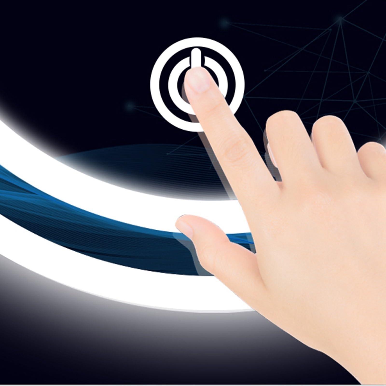 GQJNHUI Modern Frameless Bathroom Mirror With LED Lights, Wall Mounted Decorative Mirror, Smart Touch Cosmetic Mirror, Stylish Clover Shape, HD, Explosion Proof, 3 Colour Lights, Dimmable ( Size : 60cm )