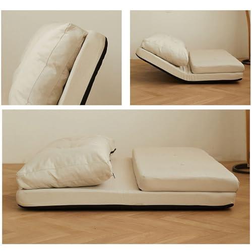 PBTMCD Back Support Floor Sofa with Pillow, Thickened Cushion, 5-Position Adjustable Foldable Lazy Sleeper Bed, Removable & Washable Cloth Cover, Meditation Couch Chaise Lounge (Color : PU Leather Fabric Bl