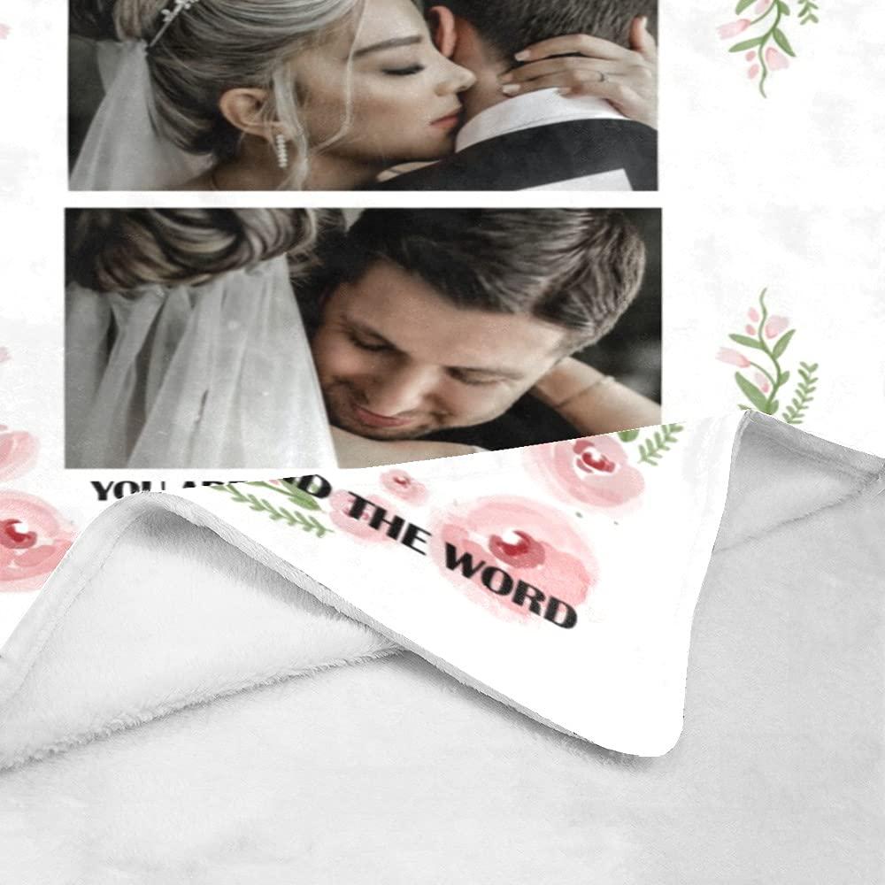 XYF Custom Gifts Customized Blanket Photos Personalized Blanket with Flower Picture Blanket Custom 24 Colors Available (2 Photos-3, 6080)
