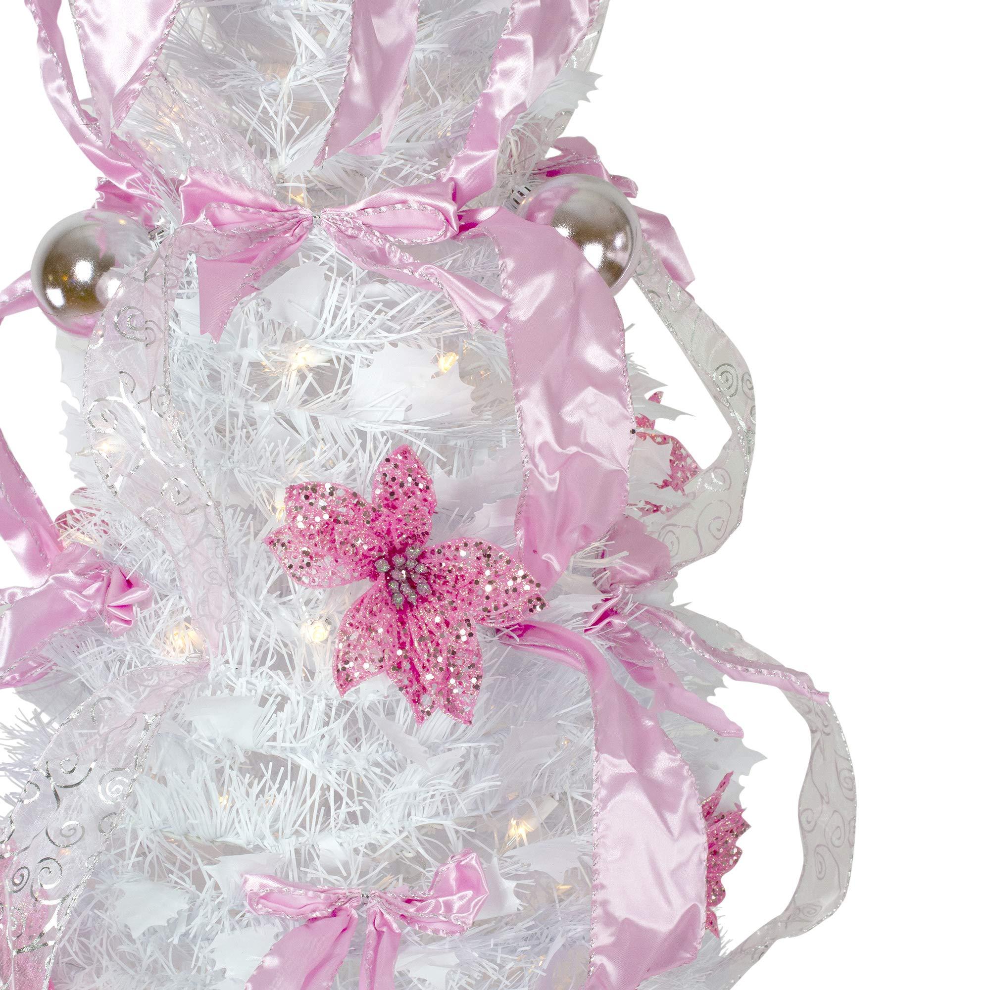 Northlight Northlight 6' Pre-Lit White and Pink Pre-Decorated Pop-Up Artificial Christmas Tree