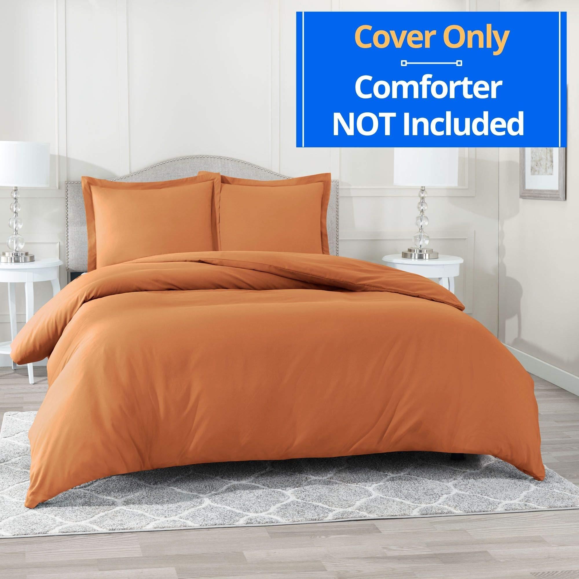 Sheets N More 400 Thread Count Rust Super King Size Duvet Cover Set, 3 Piece Double Brushed Cotton Duvet Cover with Button Closure, 1 Super King Duvet Cover (100 x 112) inches and 2 Pillow Shams