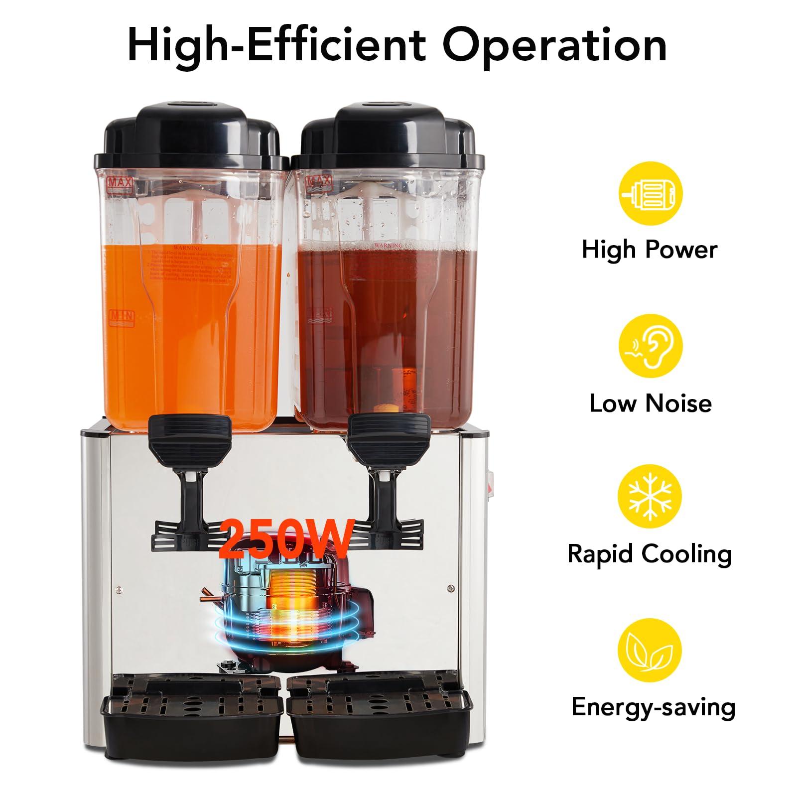 GARVEE Commercial Beverage Dispenser - 2 * 9.6 Gal Stainless Steel Drink Dispenser, Food Grade Commercial Juice Dispenser with Thermostat Control for Cold Drinks, Cafeterias, Hotel Parties