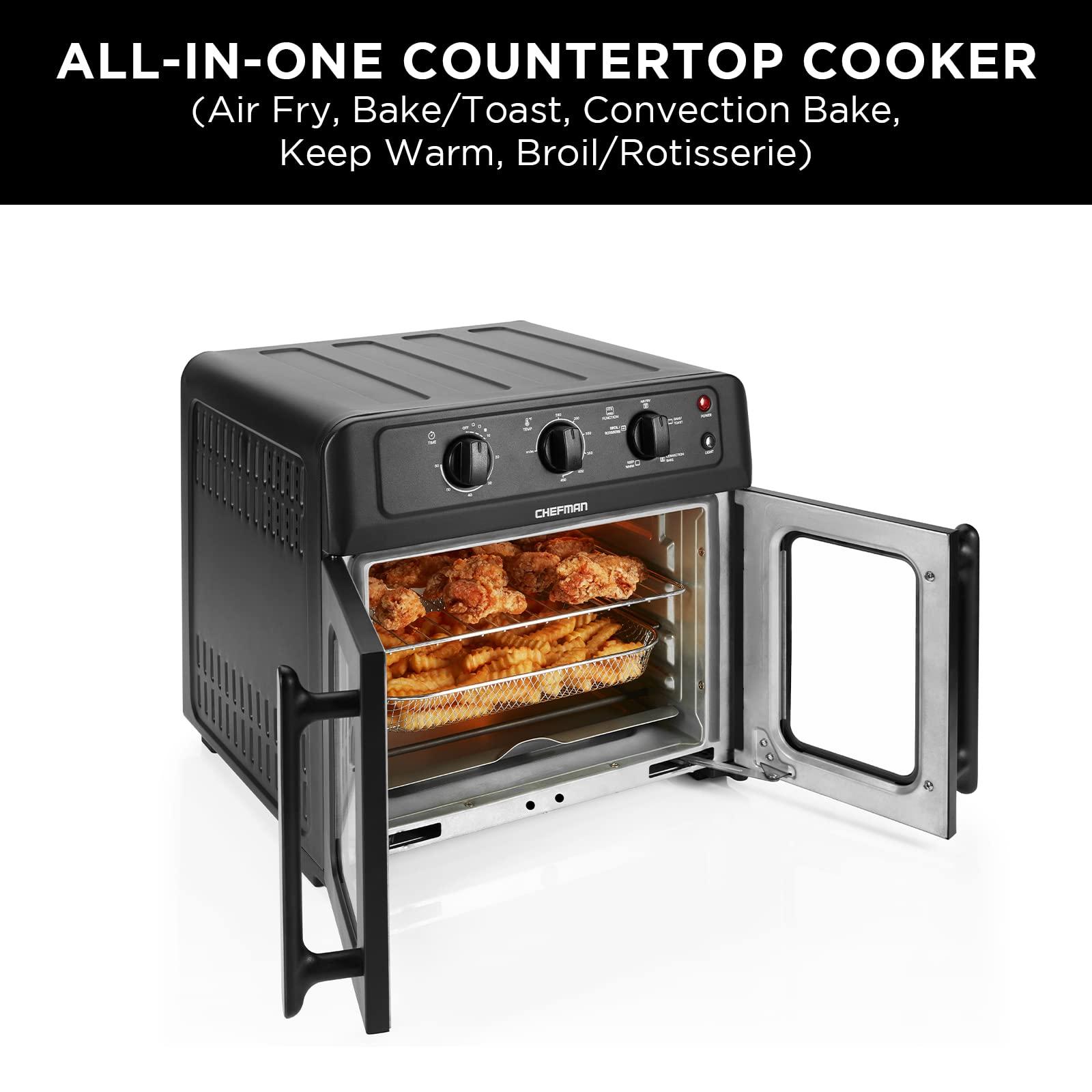 Chefman Chefman Extra Large Air Fryer and Convection Oven with French Doors and Rotisserie Spit, The Easiest Way to Cook Oil-Free, Double Wide Glass Windows Open for Convenient Access and Viewing, 24.5 Liters