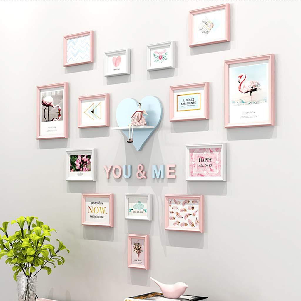Photo Wall Photo Wall Heart-Shaped, Room Love Photo Frame Wall, Living Room Bedroom Photo Frame Wall Background Wall Combination
