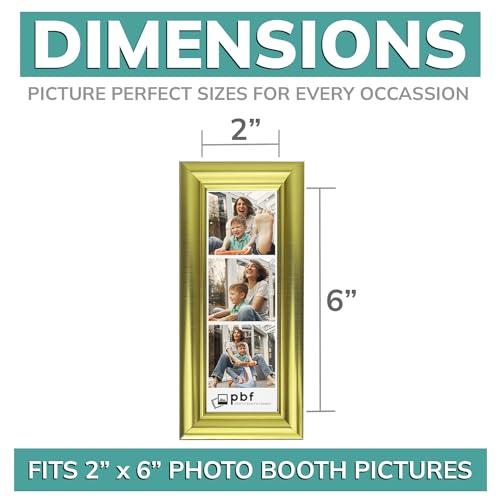 pbf PHOTO BOOTH FRAMES pbf PHOTO BOOTH FRAMES 2x6 Photo Strip Frame | 2 x 6 Photo Booth Strip Frame with Stand | Picture Frame for Photo Booth Strip | Premium Designer Photobooth Frame (Gold)