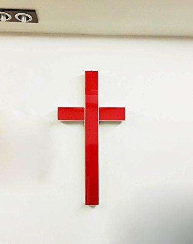 FixtureDisplays FixtureDisplays Premium Metal & Acrylic Cross LED Lighted Cross, Christian Lighted Church Sign, Perfect for Indoors & Outdoors 18101-RED