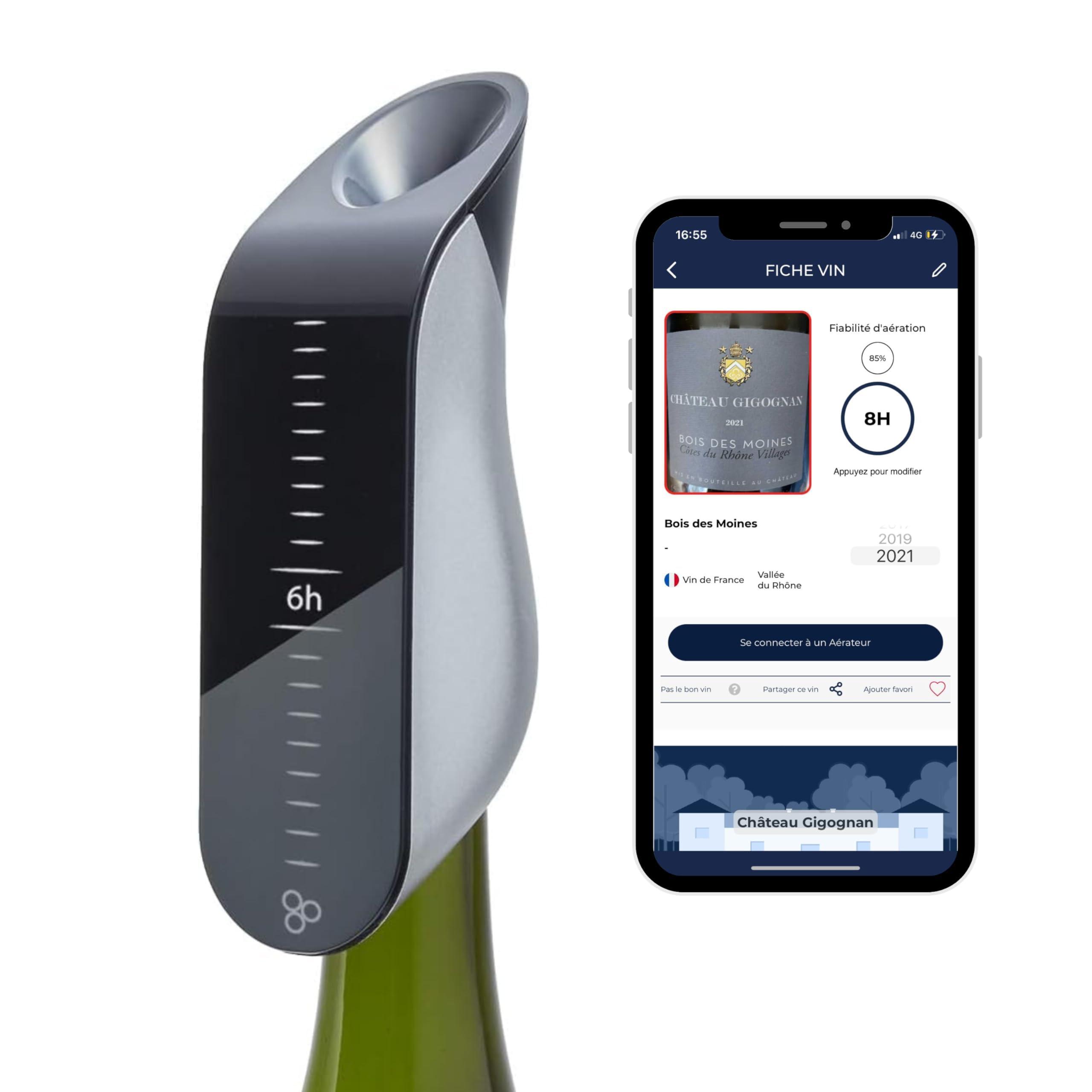 AVEINE AVEINE Original - Connected Wine Aerator - Android & iOS Compatible - Box containing 1 Smart Aerator, 1 Protection Bag, 1 Charging Stand, 1 USB Cable - Instant Wine Aeration - Manufacturer Warranty