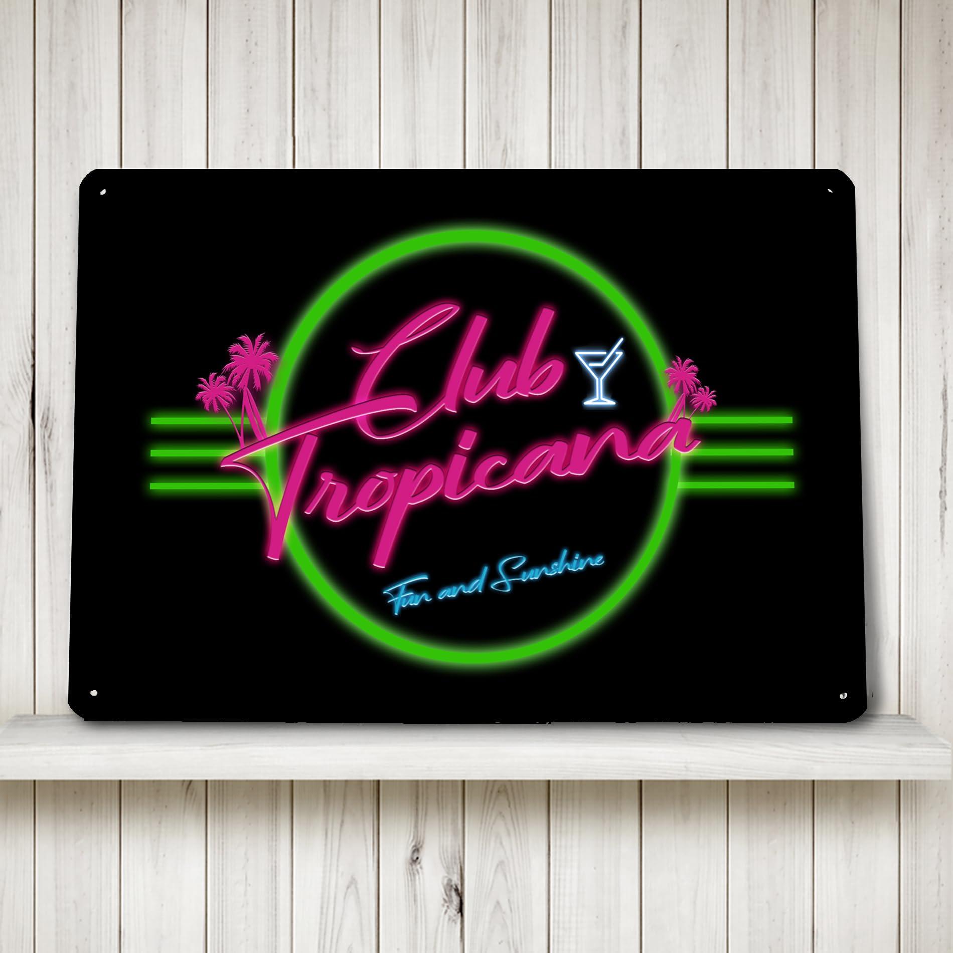 Artylicious Artylicious Club Tropicana Neon Cocktail Bar Wall Art A4 Metal Sign (30 X 20Cm Approx)