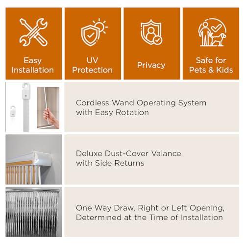 BlindDen BlindDen - Vinyl Vertical Window Blinds for Home - Vertical Blinds for Sliding Glass Doors - Silver - (48" W x 46" H)