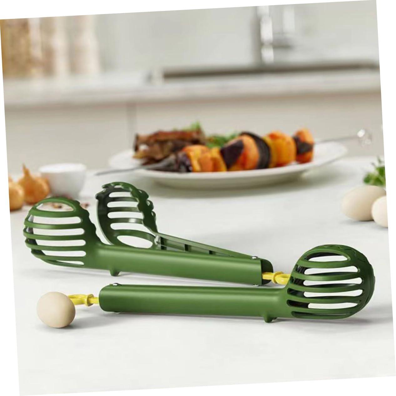 LIFKOME LIFKOME 2pcs Food Clip Boiled Tong Pasta Strainer Cooker Egg Clips Egg Separator Egg Yolk Cooking Wire Crank Egg Mixer Semi Automatic Egg Whisk Eggbeater Omelet Making Spoon Green Plastic