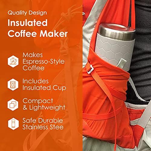 nCamp nCamp - Caf, Portable Coffee Maker, Portable Espresso Machine, Compact Camping Coffee Maker, Stainless Steel Travel Coffee Maker with Camping Coffee Cup, Reusable, 12 oz