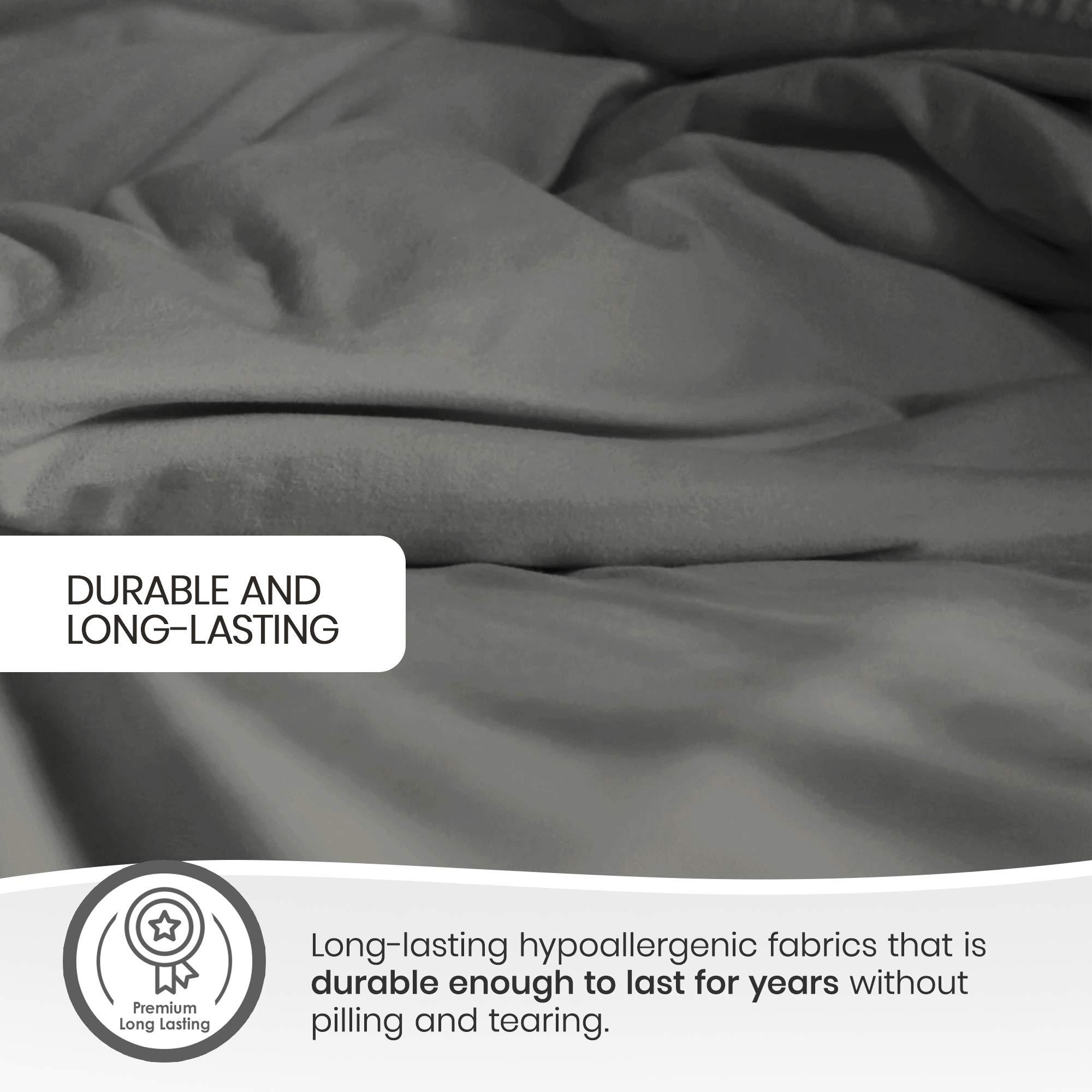 Whisper Organics 100% Organic Flannel Sheets King Size - GOTS Certified 100% Cotton Flannel Sheets Set with Comfortable Soft Brushed Finish & Deep Pocket - 1 Flat 1 Fitted & 2 Pillowcases (Dark Gray, King)