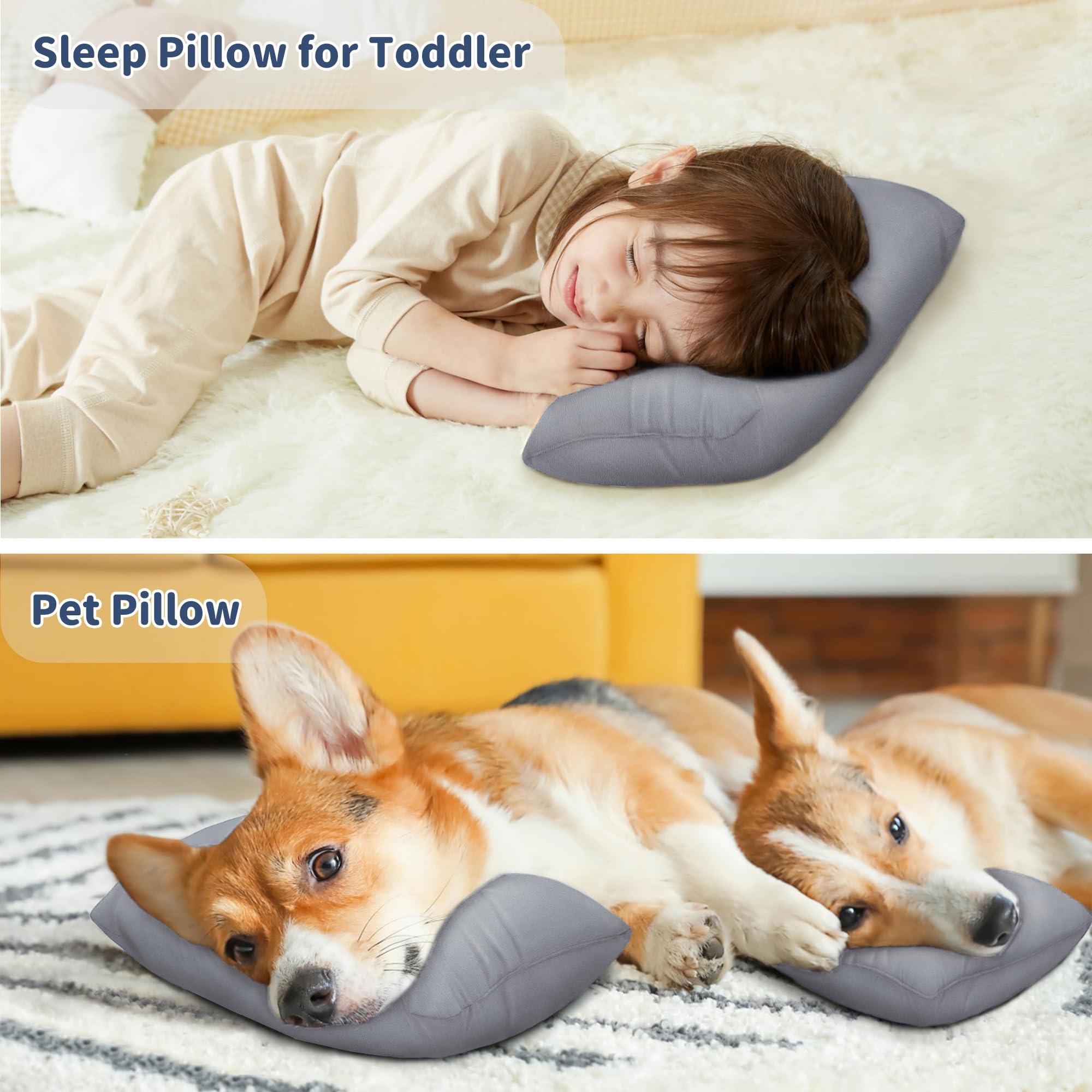 Pro Goleem Pro Goleem Small Pillow 11x6x2.5 Small Pillows for Sleeping and Traveling Mini Pillow with Name Tag Tiny Pillow for Kids Pillow Neck Lumbar Knee Nap Pillow Pet Pillow, Gray