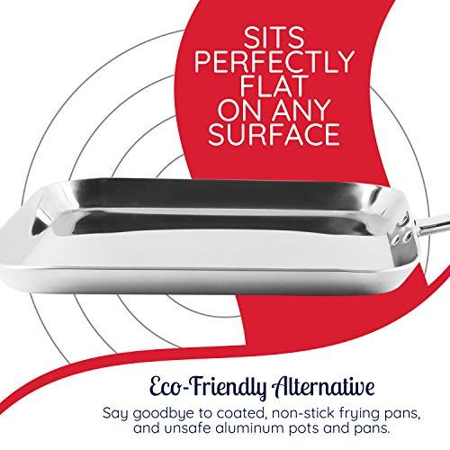 Chef's Secret Chef's Secret T304 Stainless-Steel 11-Inch Square Griddle, Ideal for Grilling