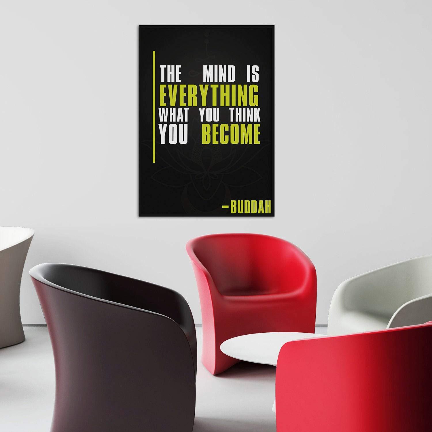 Decords Motivational Quote Wall Poster Print Art - Inspiring Motivation Positive Printable Gift - Buddah The Mind is Everything What You Become