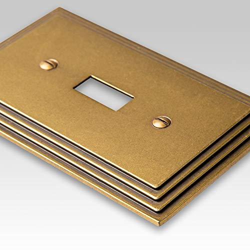 AMERELLE Amerelle Steps Single Duplex Cast Metal Wallplate in Rustic Brass Cast