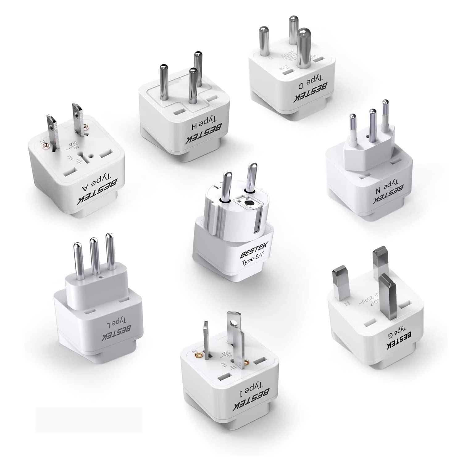 BESTEK BESTEK Worldwide Travel Plug Adapter Set, Grounded Universal Power Plug Adapter for USA to US, EU, AU, UK, GE, HK and More- 8 Packs