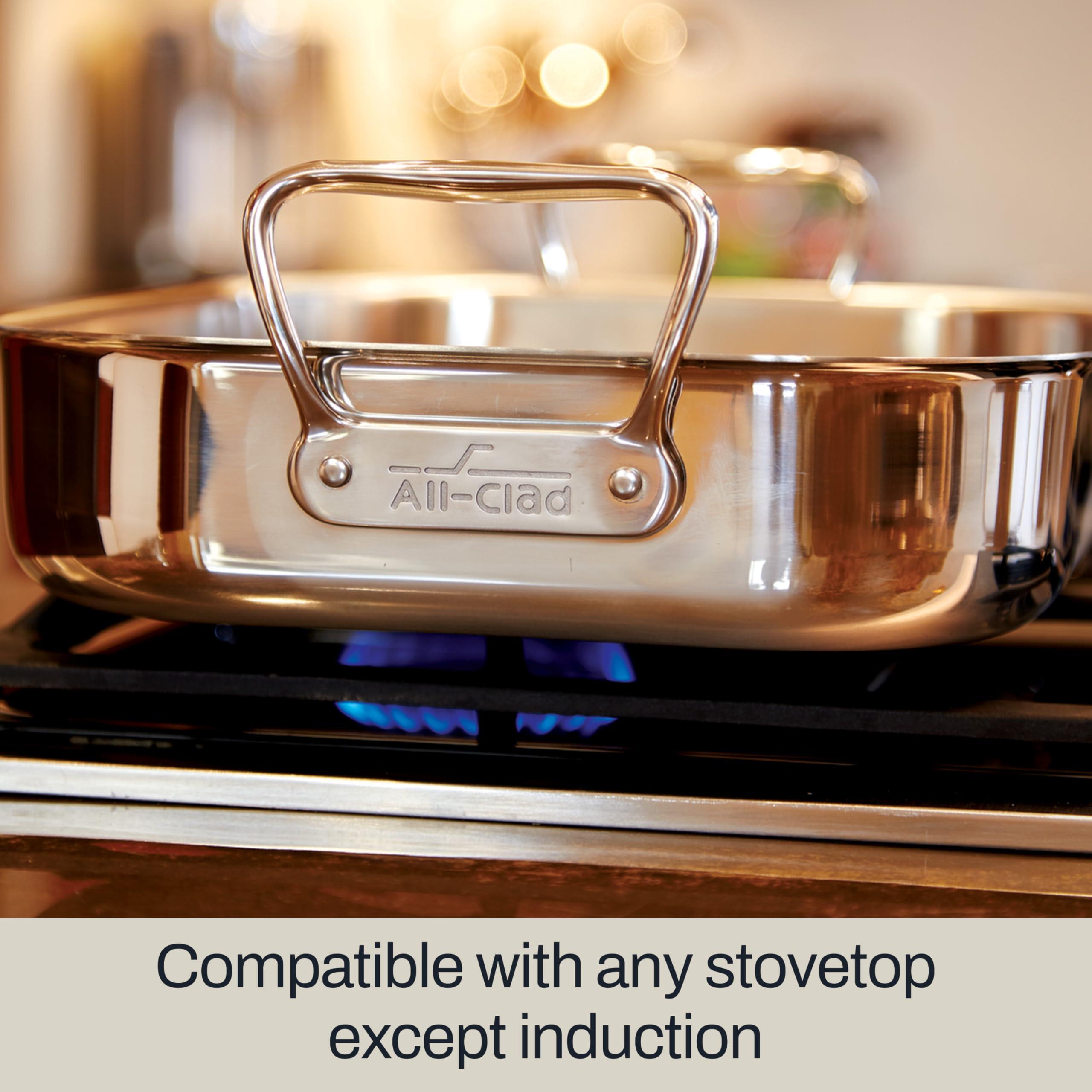 All-Clad All-Clad Specialty Stainless Steel Roaster with Nonstick Rack 11x14 Inch Oven Broiler Safe 600F Roaster Pan, Pots and Pans, Bakeware, Silver