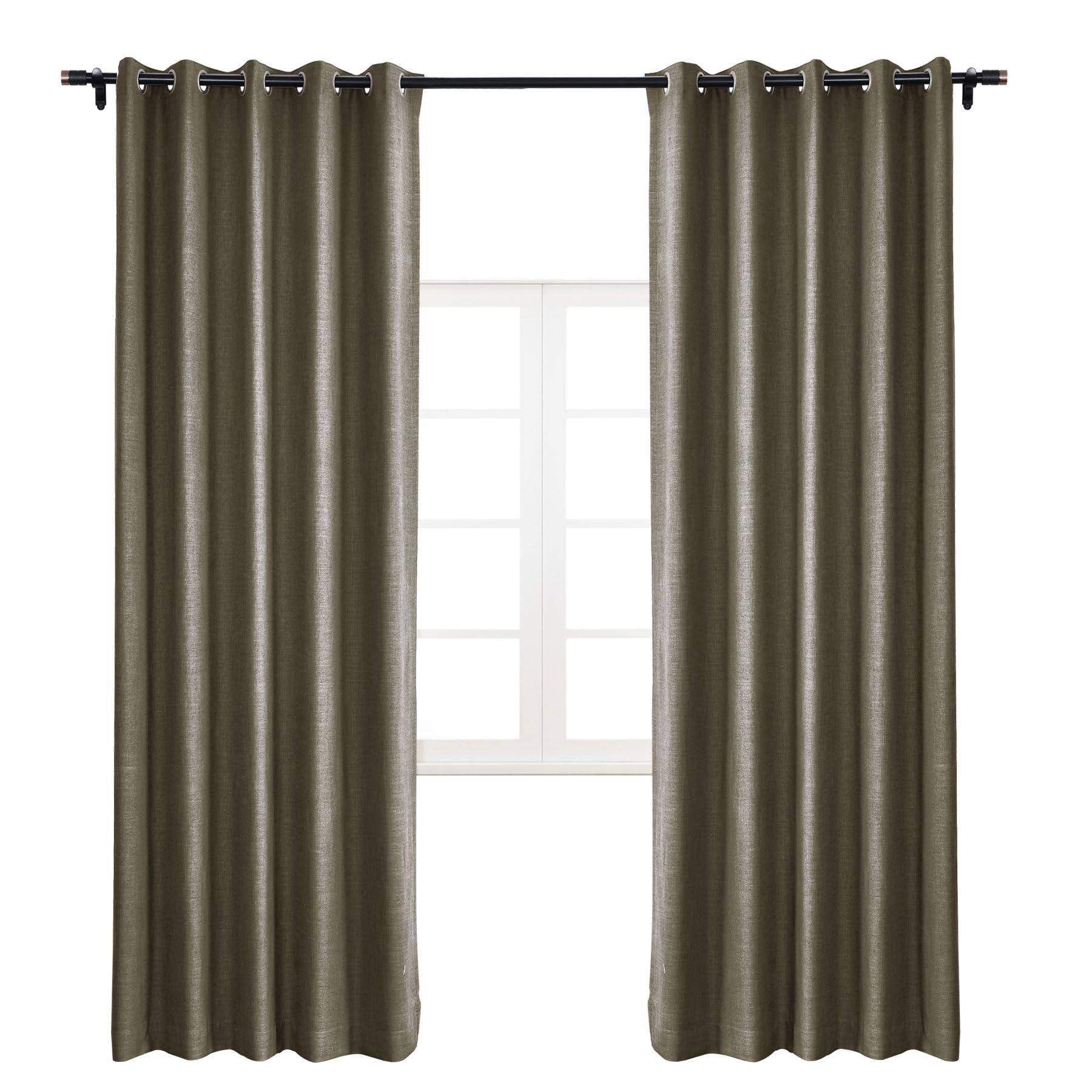 cololeaf coloeaf Blackout Extra Wide Curtains Faux Linen Look Thermal Curtains for Sliding Glass Door Extra Wide Drapes for Living Room Bedroom Room Divider Farmhouse Grommet Ebony 100" Wx96 L 1 Panel