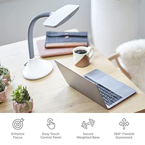 Verilux Verilux SmartLight Full Spectrum LED Desk Lamp with Adjustable Brightness, Flexible Gooseneck and Integrated USB Charging Port - Reduces Eye Strain and Fatigue - Ideal for Readers, Artists, Crafters