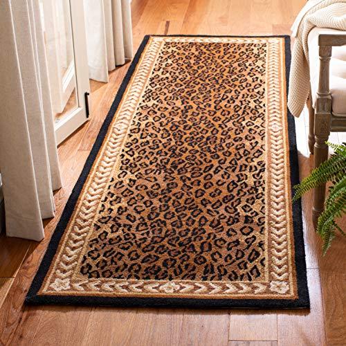 Safavieh SAFAVIEH Chelsea Collection X-Large Area Rug - 2\'6\" x 22\', Black & Brown, Hand-Hooked French Country Wool, Ideal for High Traffic Areas in Living Room, Bedroom (HK15A)