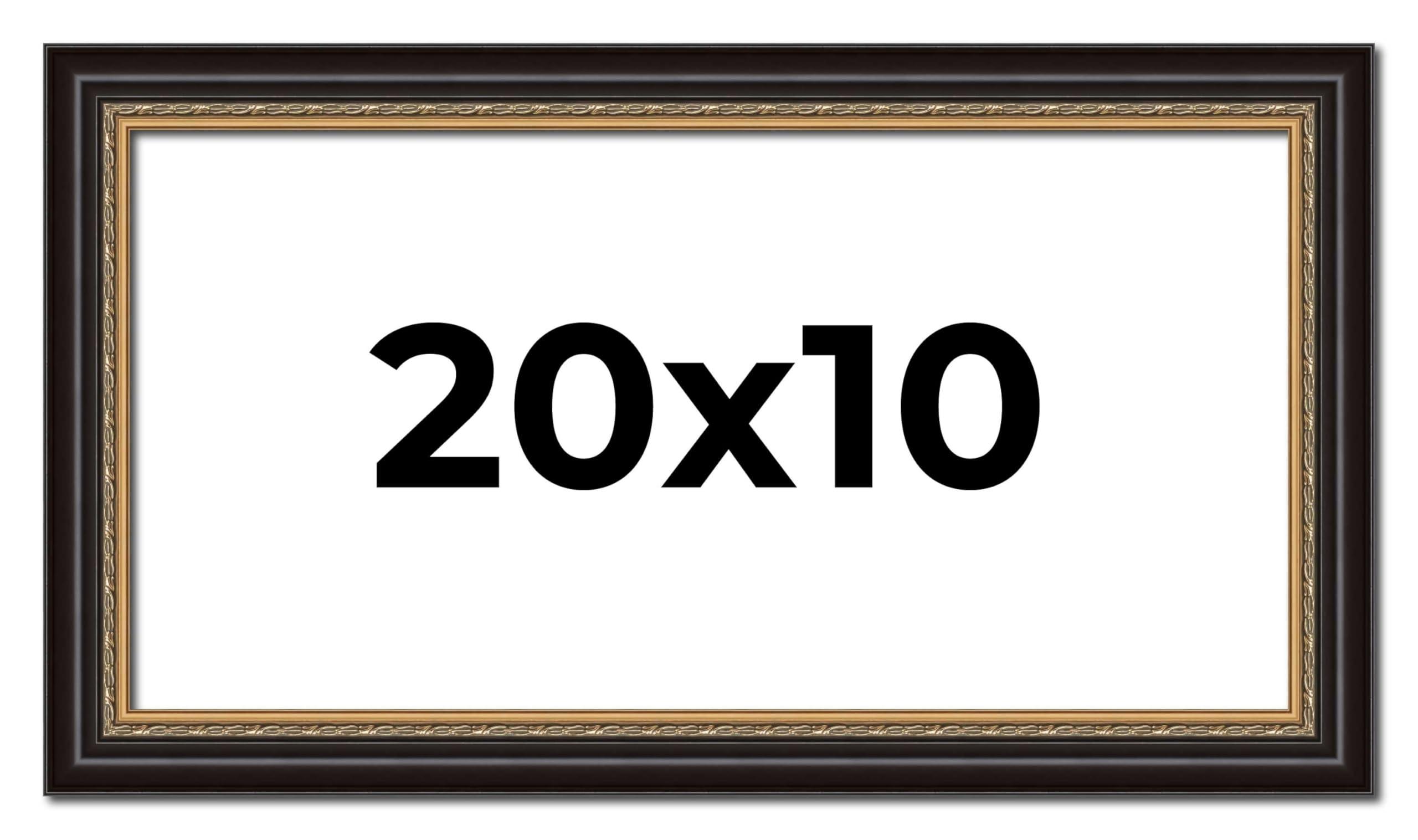 Poster Palooza Poster Palooza 20x10 Frame Black and Gold Ornate Solid Wood Picture Frame | 1.5 Inch Moulding Width | with UV Acrylic Plexiglass, Foam Board Backing & Hanging Hardware Included