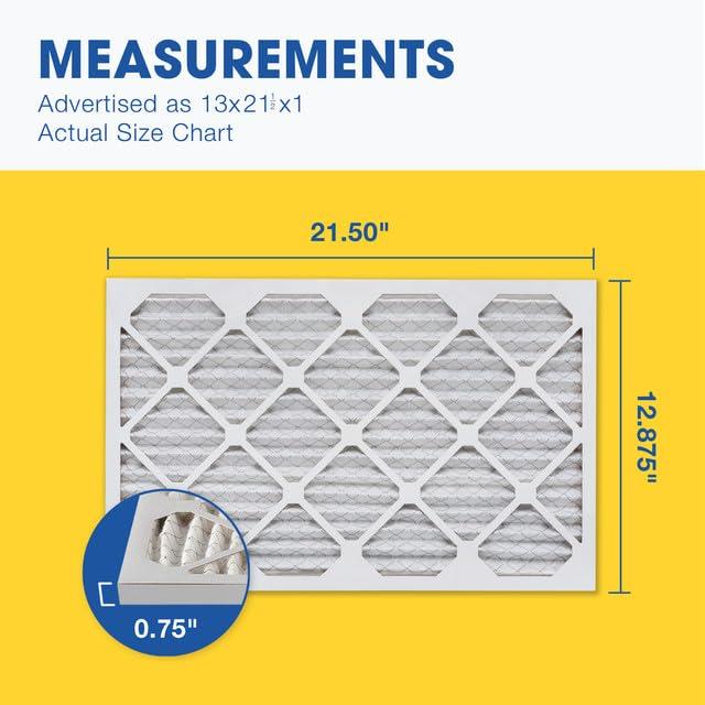 Aerostar Aerostar 13x21 1/2x1 MERV 8 Pleated Air Filter, AC Furnace Air Filter, 6 Pack (Actual Size: 12 7/8\" x 21 1/2\" x 3/4\")