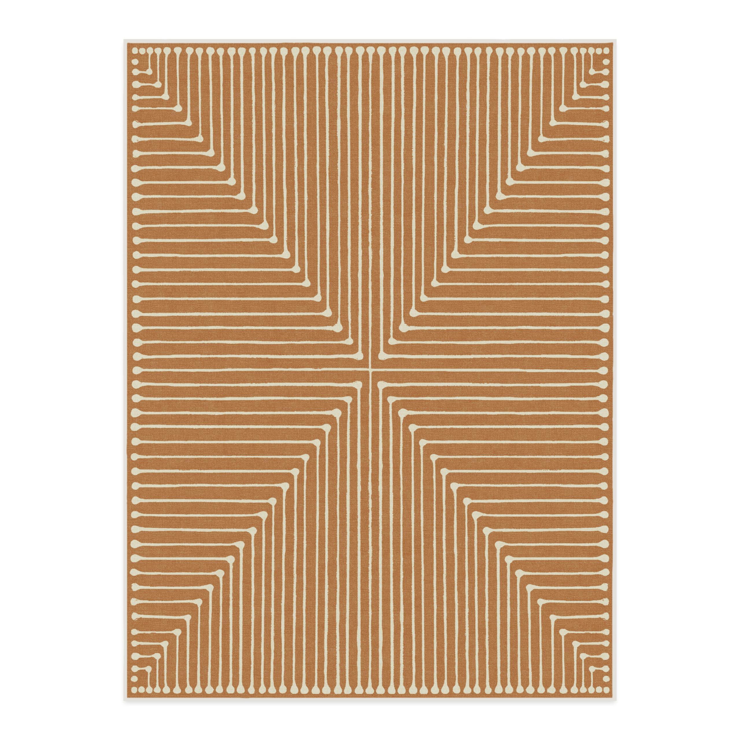 RUGGABLE RUGGABLE x Jonathan Adler Washable 9x12 Large Area Rug, Inkdrop Copper, Premium Modern Rugs for Living Room, Bedroom, Kitchen, Office, Classroom with Gripper Non Slip Pad