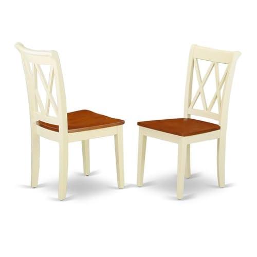 East West Furniture East West Furniture WECL5-BMK-W 5 Piece Modern Dining Table Set Includes a Rectangle Wooden Table with Butterfly Leaf and 4 Kitchen Dining Chairs, 42x60 Inch, Buttermilk & Cherry