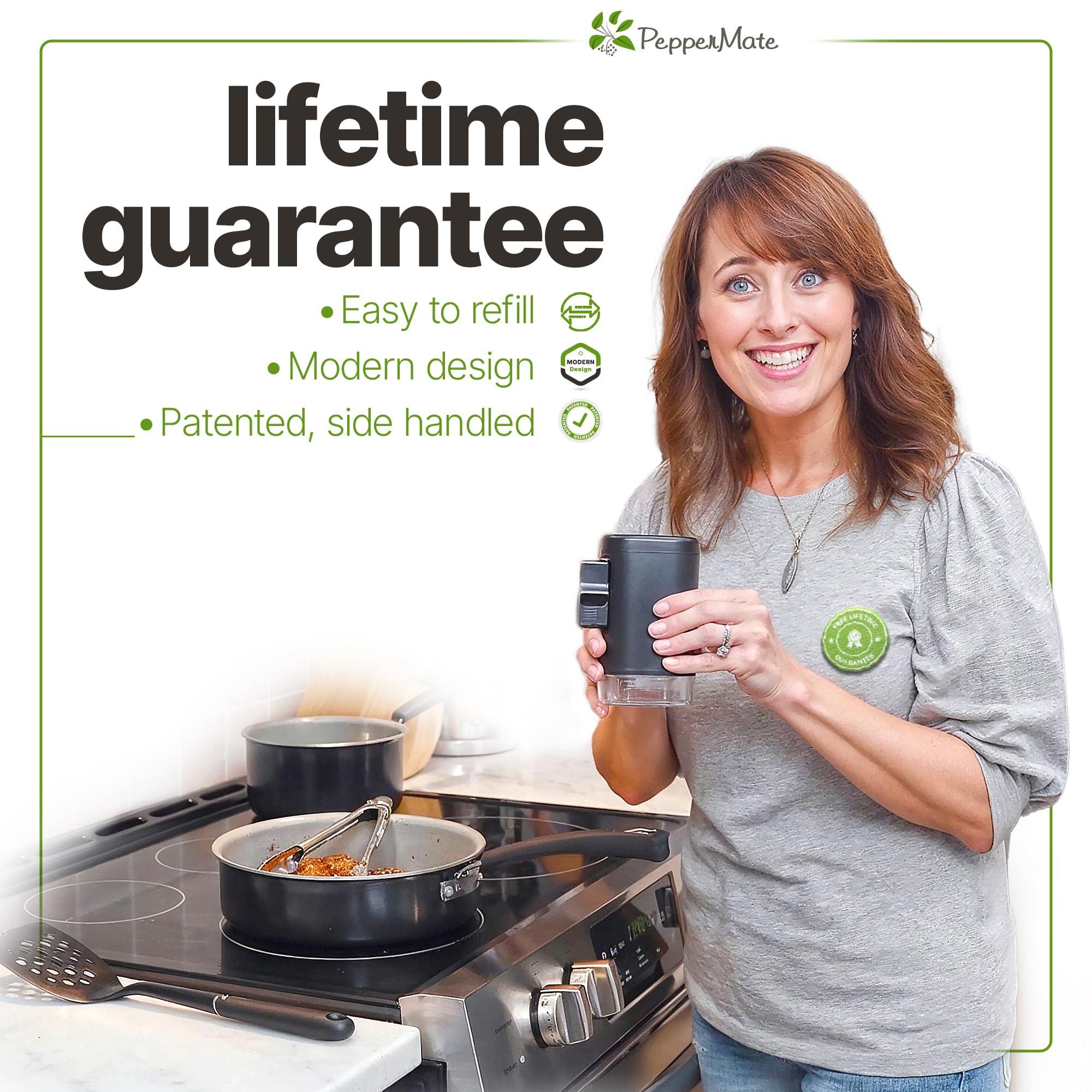 PepperMate PepperMate Traditional Pepper Mill- Manual High Volume Peppercorns and Salt Grinder with Ergonomic Turnkey Handle and Ceramic Precision Mechanism with Adjustable Grind for the Gourmet Chef (Red)