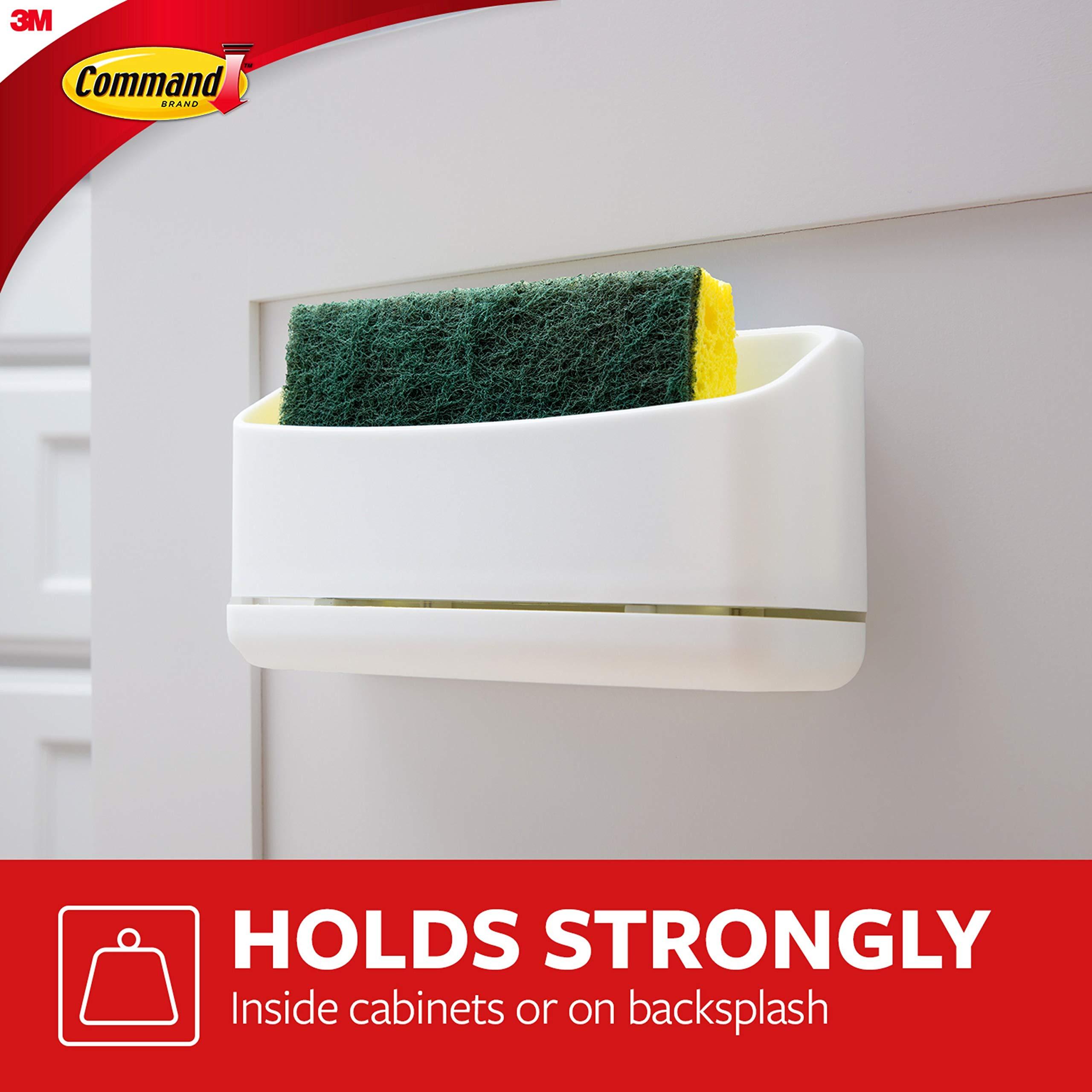 Command Command Under Sink Sponge Caddy, Total 2 Sponge Holders with 8 Command Strips, 2 Pack of 1 Caddy, Organize Damage-Free